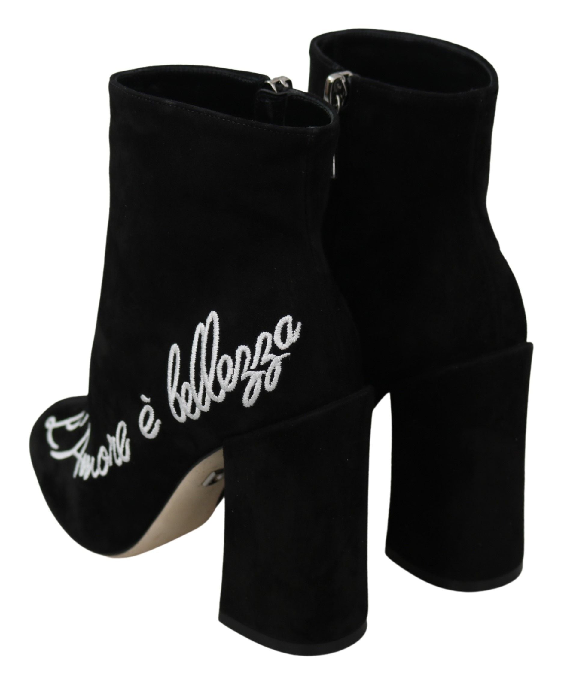Black Suede L'Amore E'Bellezza Boots Shoes-Dolce & Gabbana-LabelTerrace.com