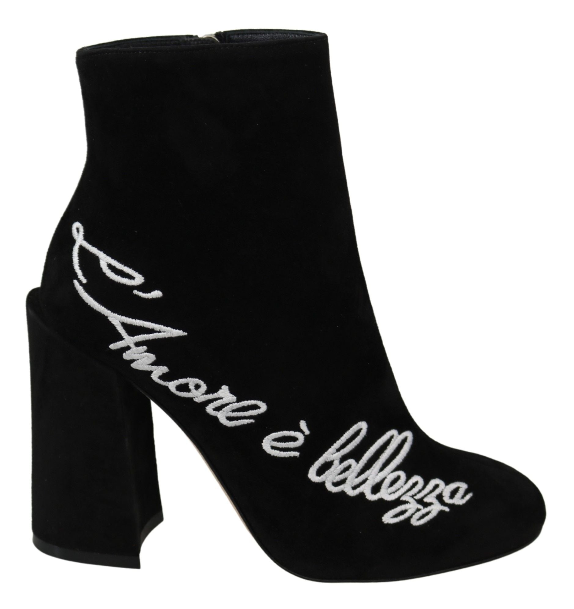 Black Suede L'Amore E'Bellezza Boots Shoes-Dolce & Gabbana-LabelTerrace.com