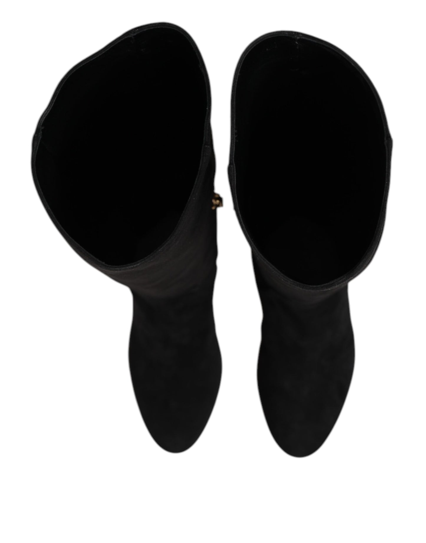 Black Suede Leather Knee High Boots Shoes