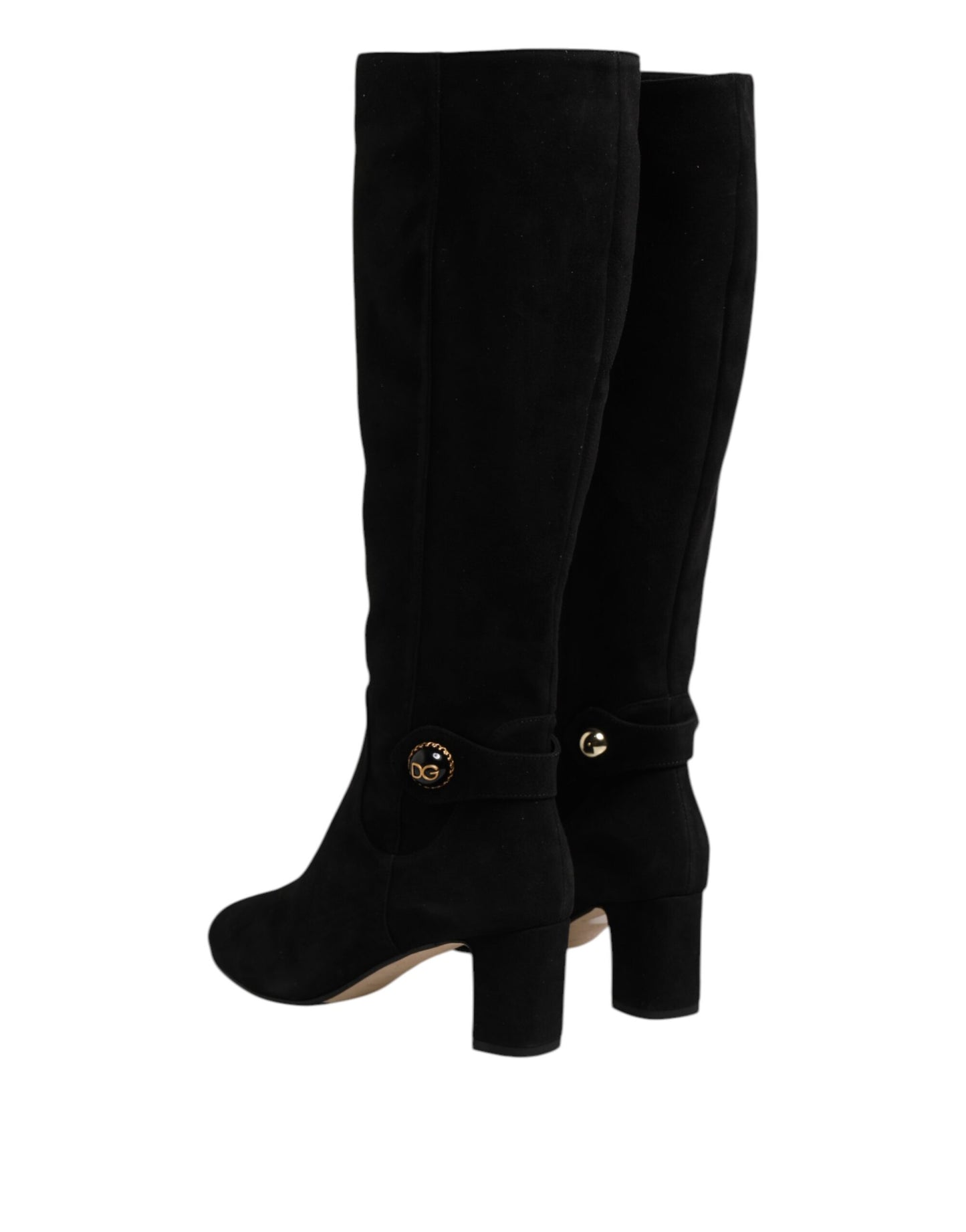 Black Suede Leather Knee High Boots Shoes