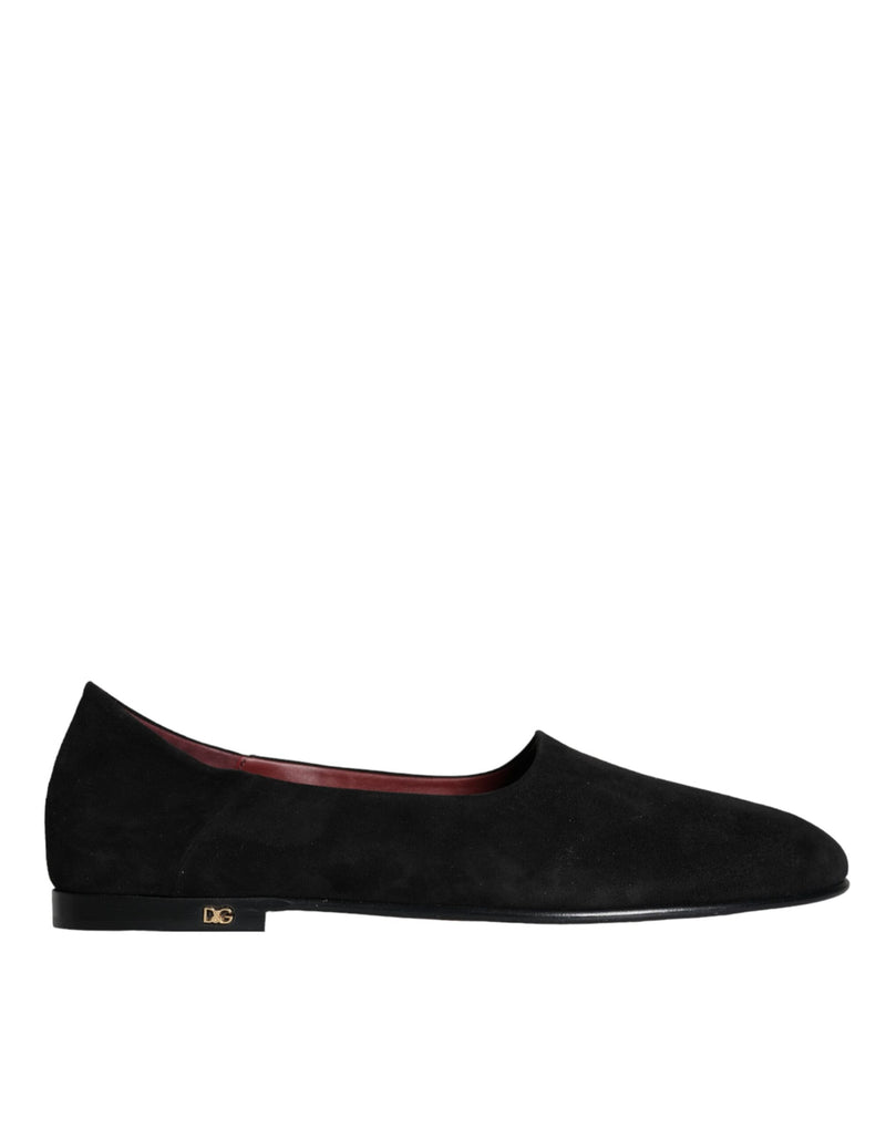 Black Suede Loafers Formal Slip On Shoes-Dolce & Gabbana-LabelTerrace.com