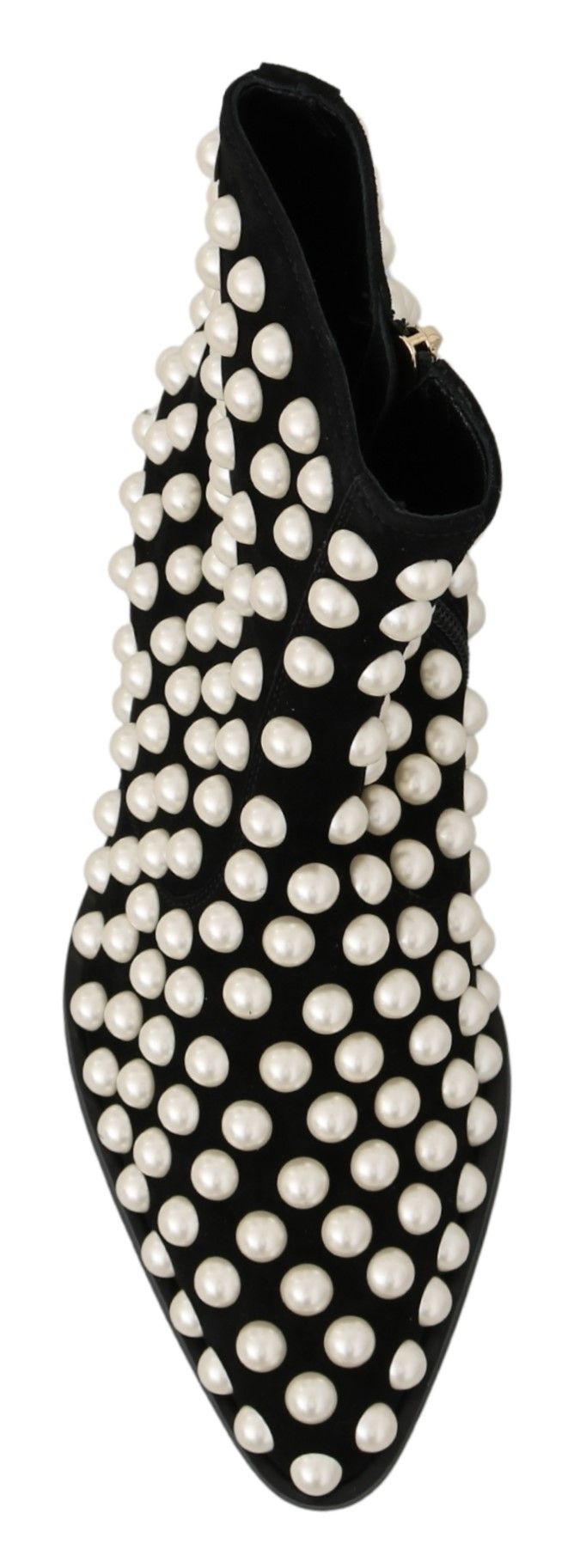 Black Suede Pearl Studs Boots Shoes-Dolce & Gabbana-LabelTerrace.com