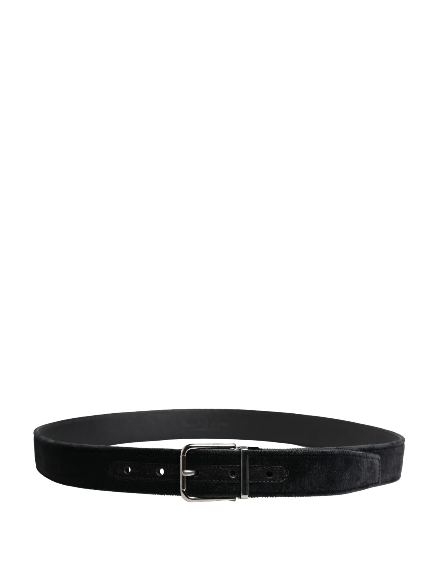 Black Suede Silver Tone Metal Buckle Men Belt