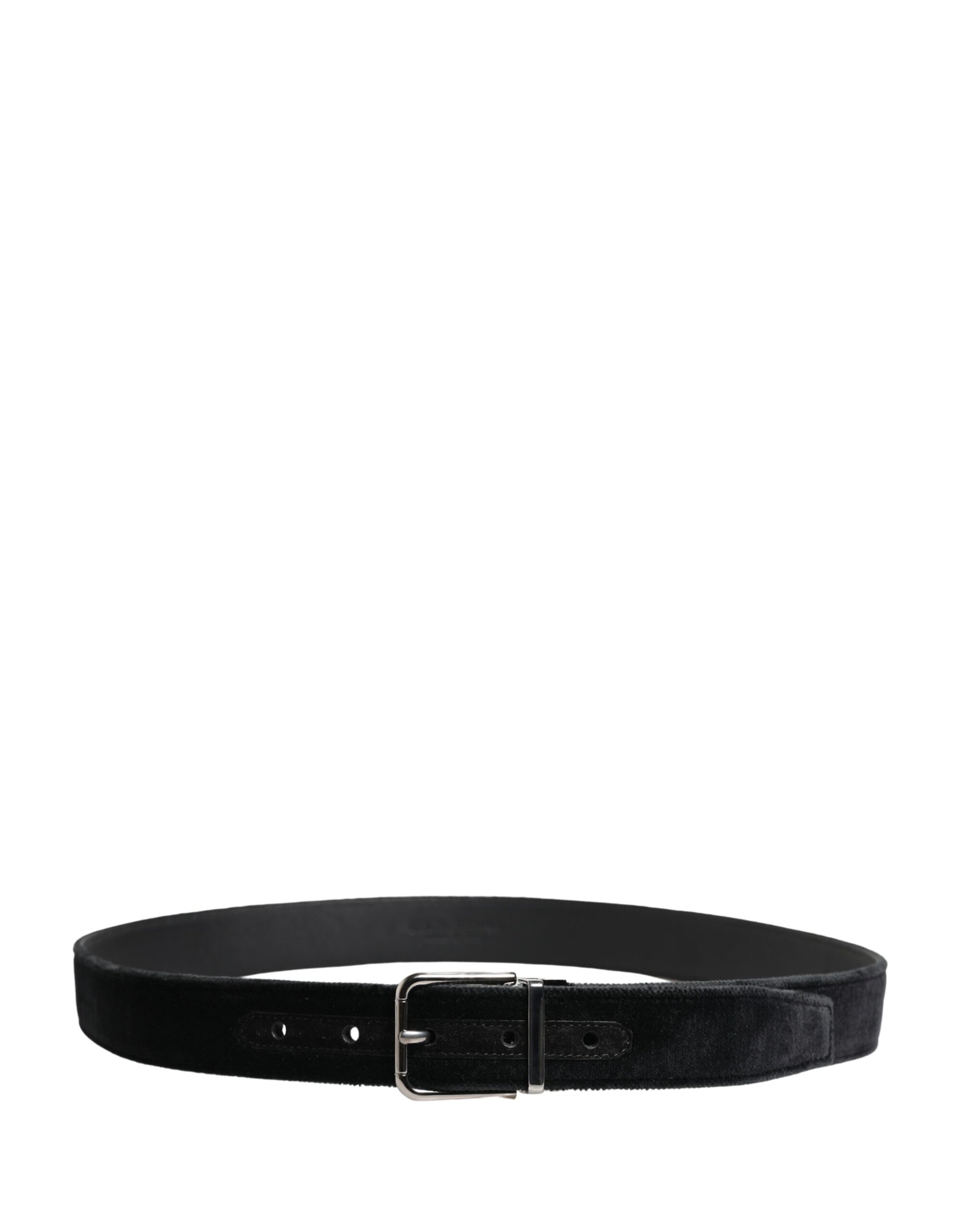 Black Suede Silver Tone Metal Buckle Men Belt