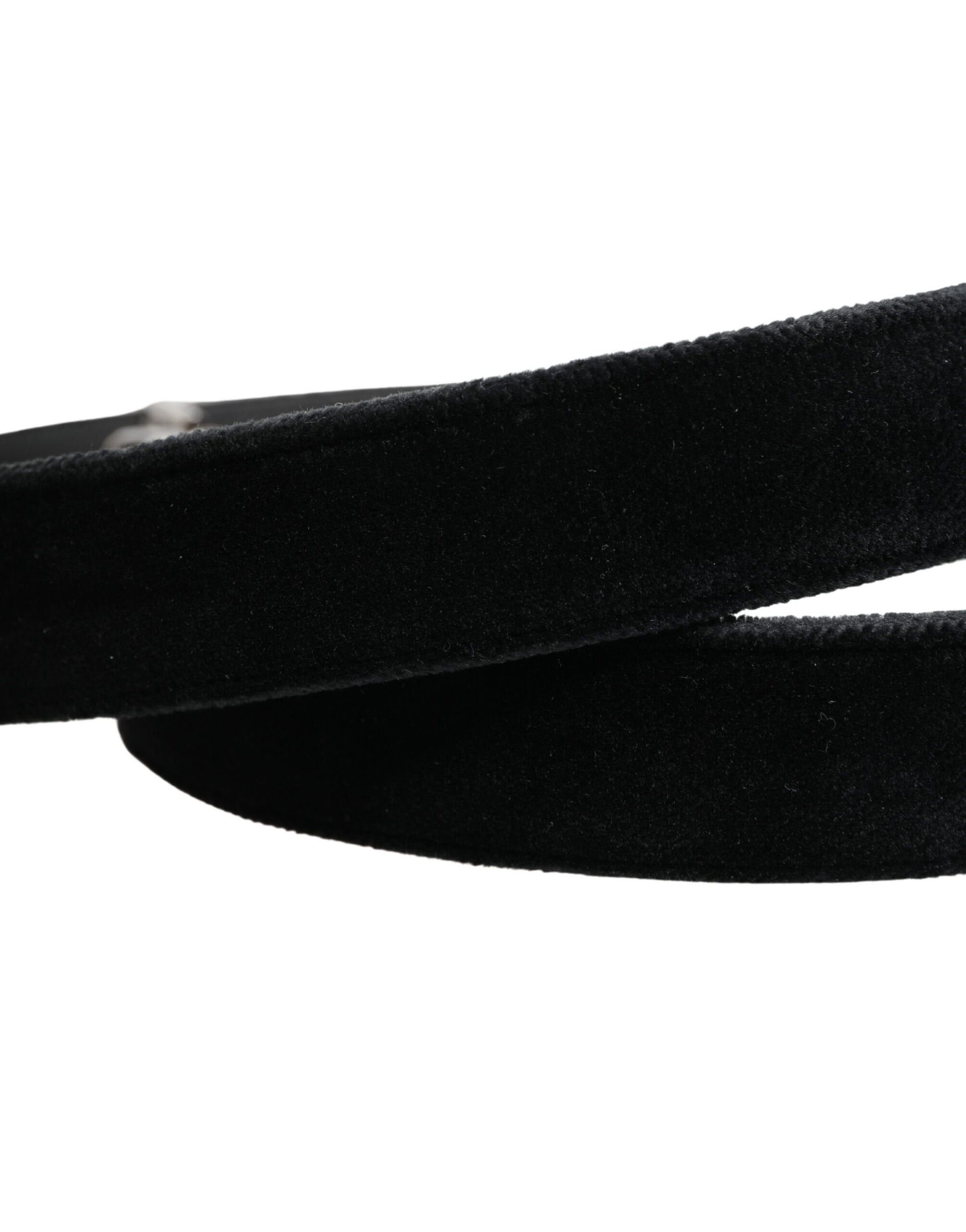 Black Suede Silver Tone Metal Buckle Men Belt