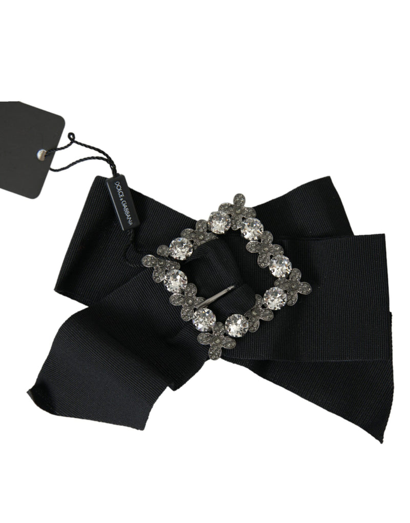 Black Swarovski Crystal Embellished Hair Clip-Dolce & Gabbana-LabelTerrace.com