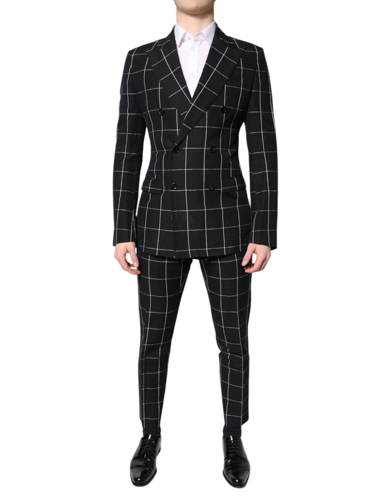 Black TAORMINA Double Breasted 2 Piece Suit-Dolce & Gabbana-LabelTerrace.com