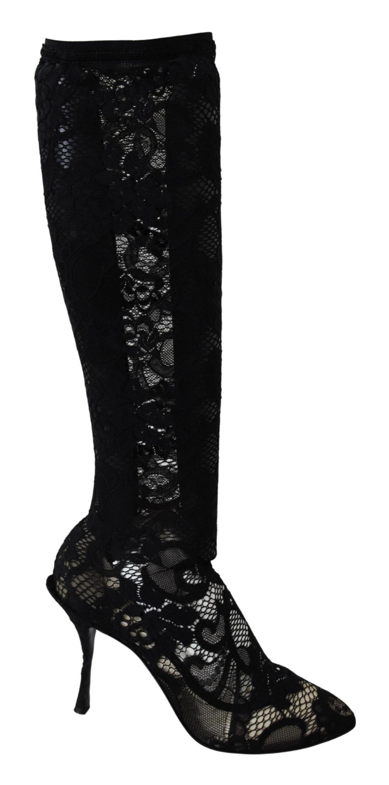 Black Taormina Lace Socks Boots Shoes Pumps-Dolce & Gabbana-LabelTerrace.com