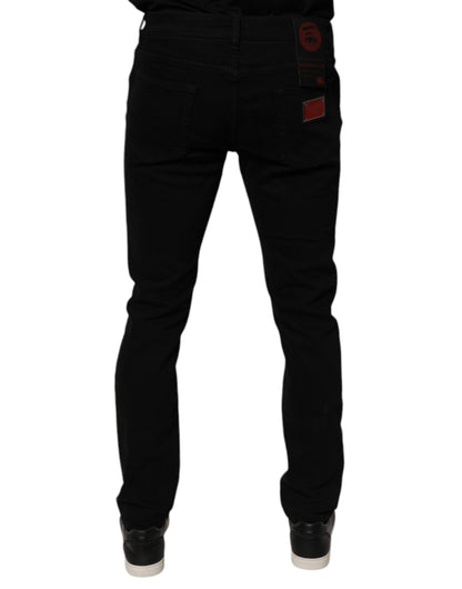 Black Tattered Cotton Skinny Men Denim Jeans-Dolce & Gabbana-LabelTerrace.com