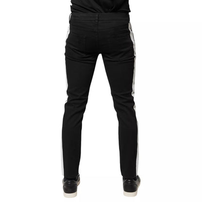 Black Tattered White Lining Skinny Denim Jeans-Dolce & Gabbana-LabelTerrace.com