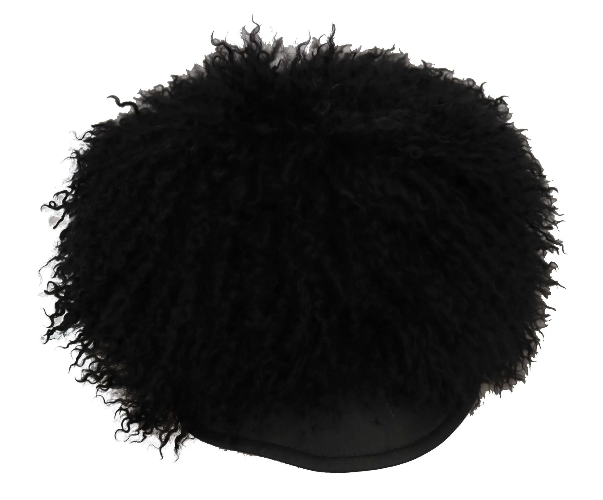 Black Tibet Lamb Fur Leather Gatsby Hat-Dolce & Gabbana-LabelTerrace.com