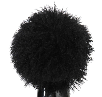 Black Tibet Lamb Fur Leather Gatsby Hat-Dolce & Gabbana-LabelTerrace.com
