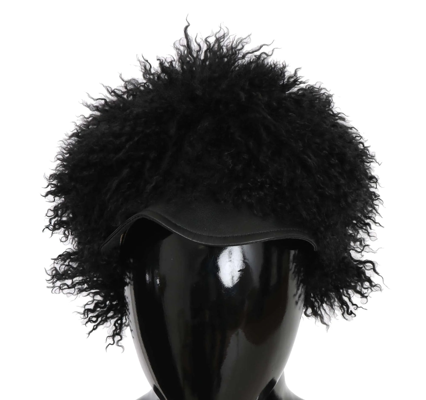 Black Tibet Lamb Fur Leather Gatsby Hat-Dolce & Gabbana-LabelTerrace.com