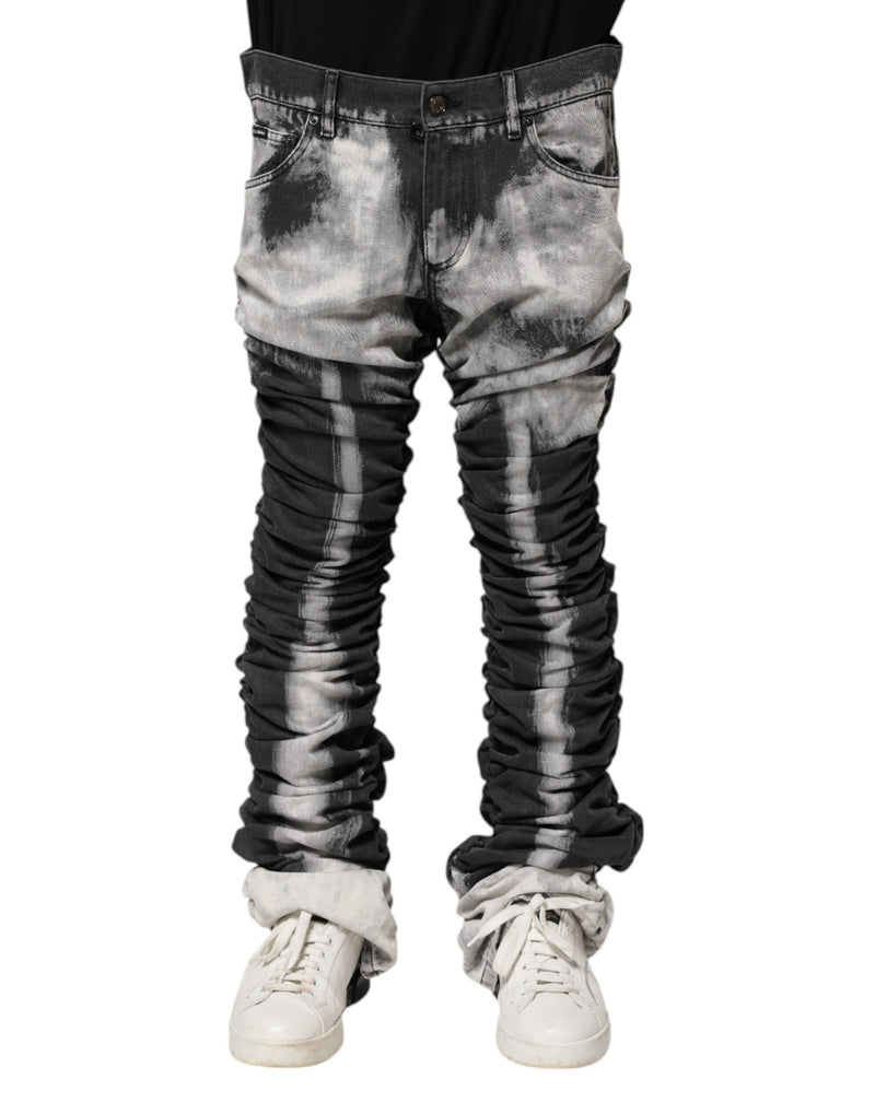 Black Tie Dye Straight Denim Jeans-Dolce & Gabbana-LabelTerrace.com