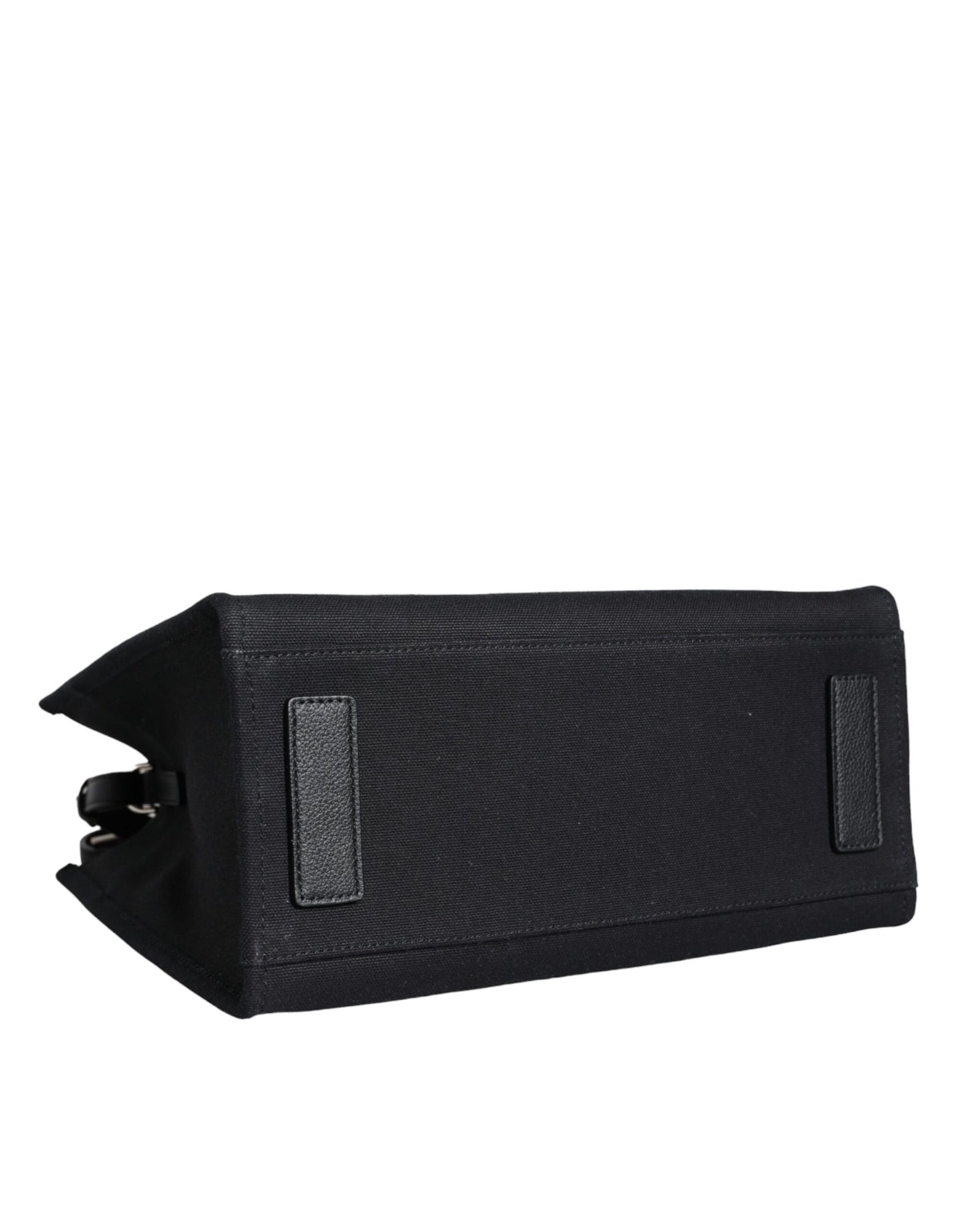 Black Top Handle Canvas Leather Logo Crossbody Tote Bag-Versace-LabelTerrace.com