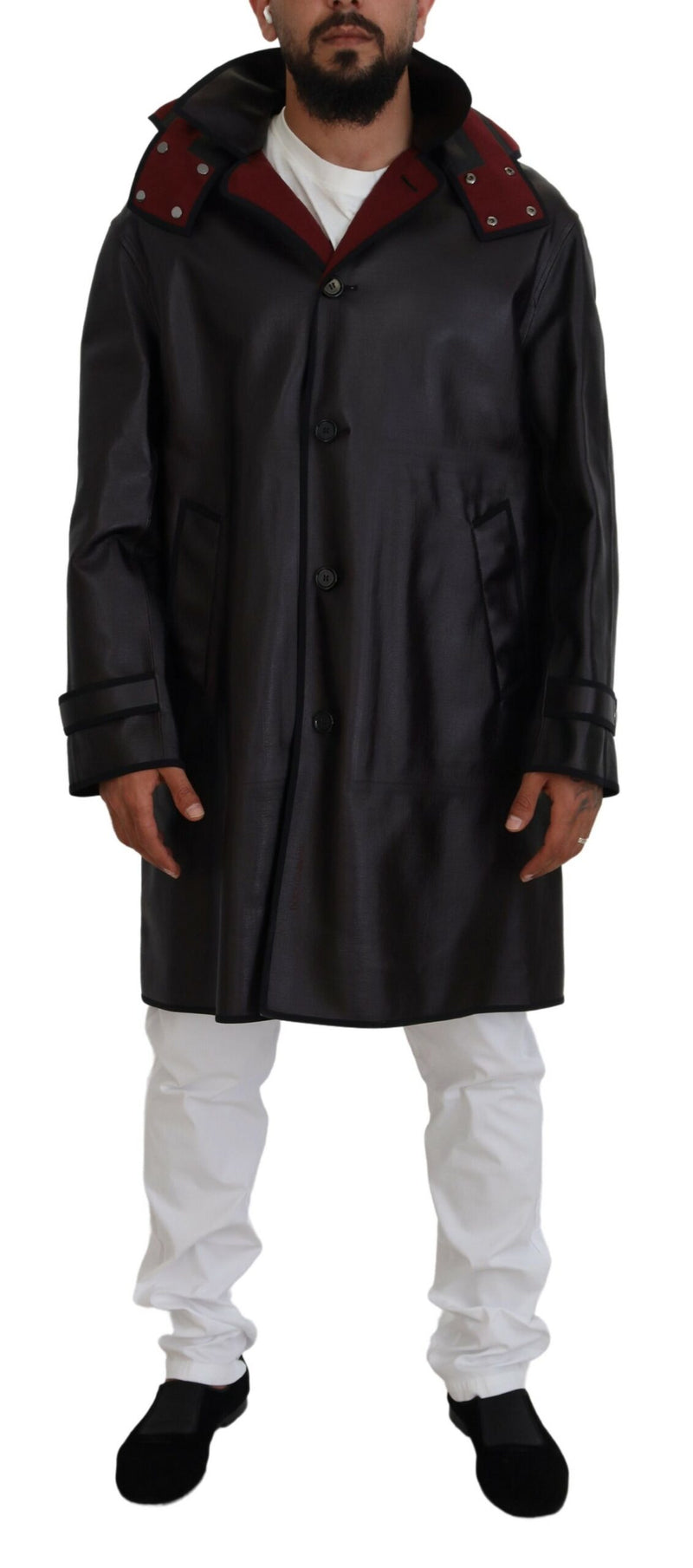 Black Trench Hooded Parka Cotton Jacket-Dolce & Gabbana-LabelTerrace.com