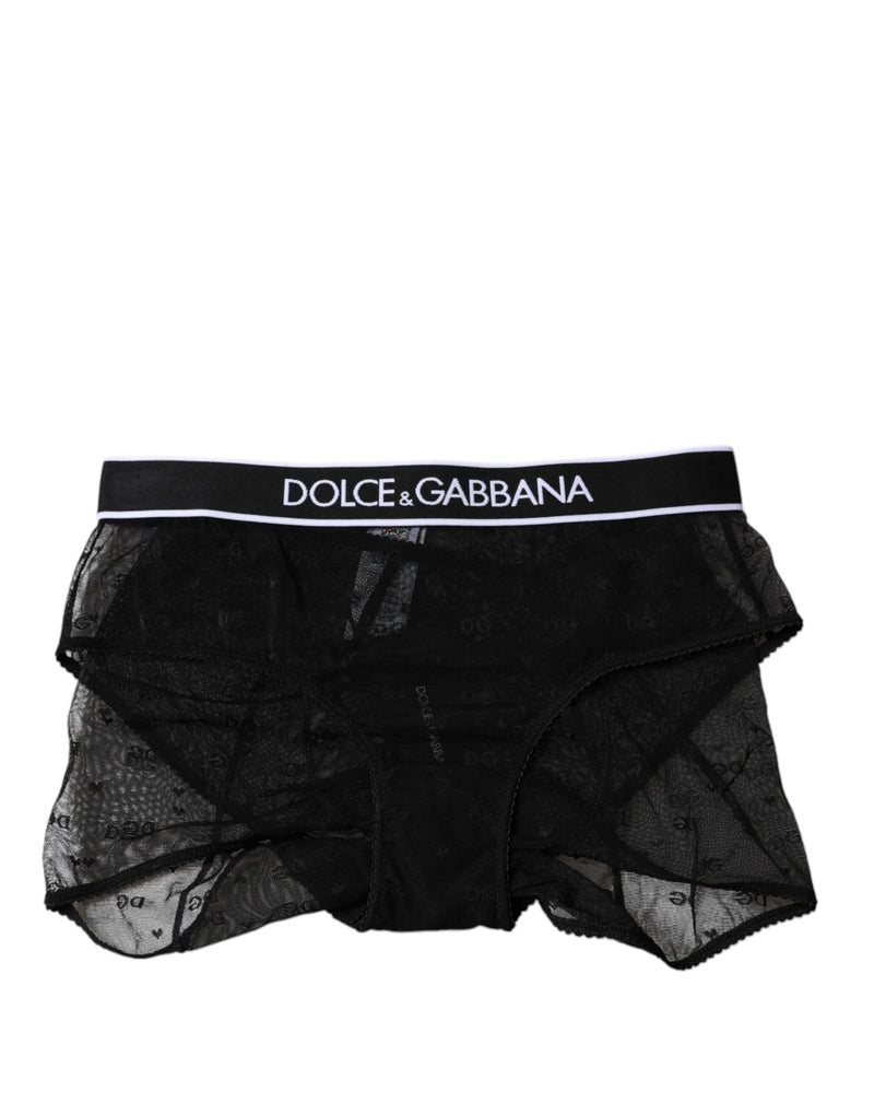 Black Tulle Nylon Mid Waist Panty Underwear-Dolce & Gabbana-LabelTerrace.com
