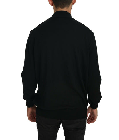 Black Turtle Neck Pullover Top Virgin Wool Sweater-MILA SCHÖN-LabelTerrace.com