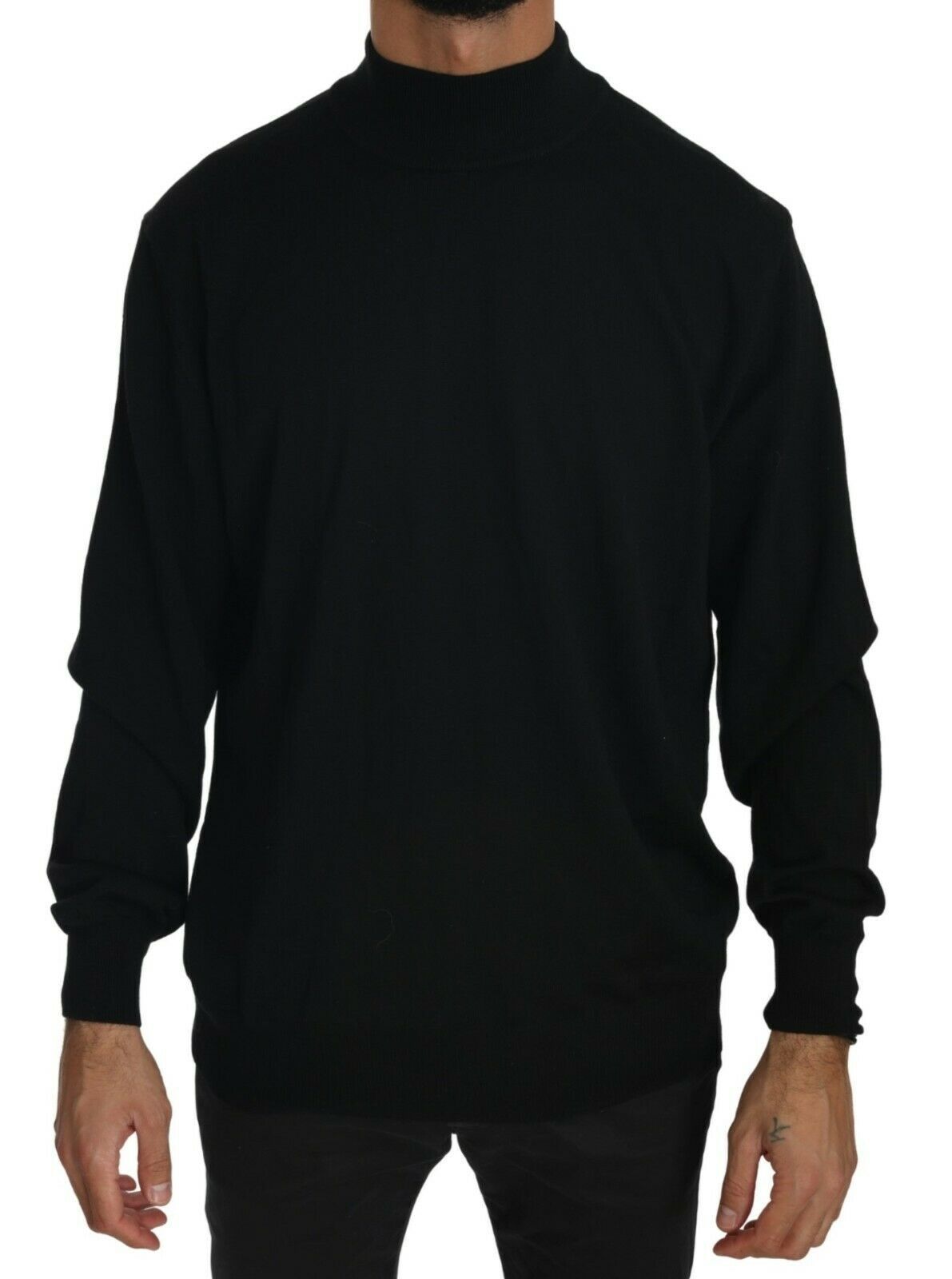 Black Turtle Neck Pullover Top Virgin Wool Sweater-MILA SCHÖN-LabelTerrace.com