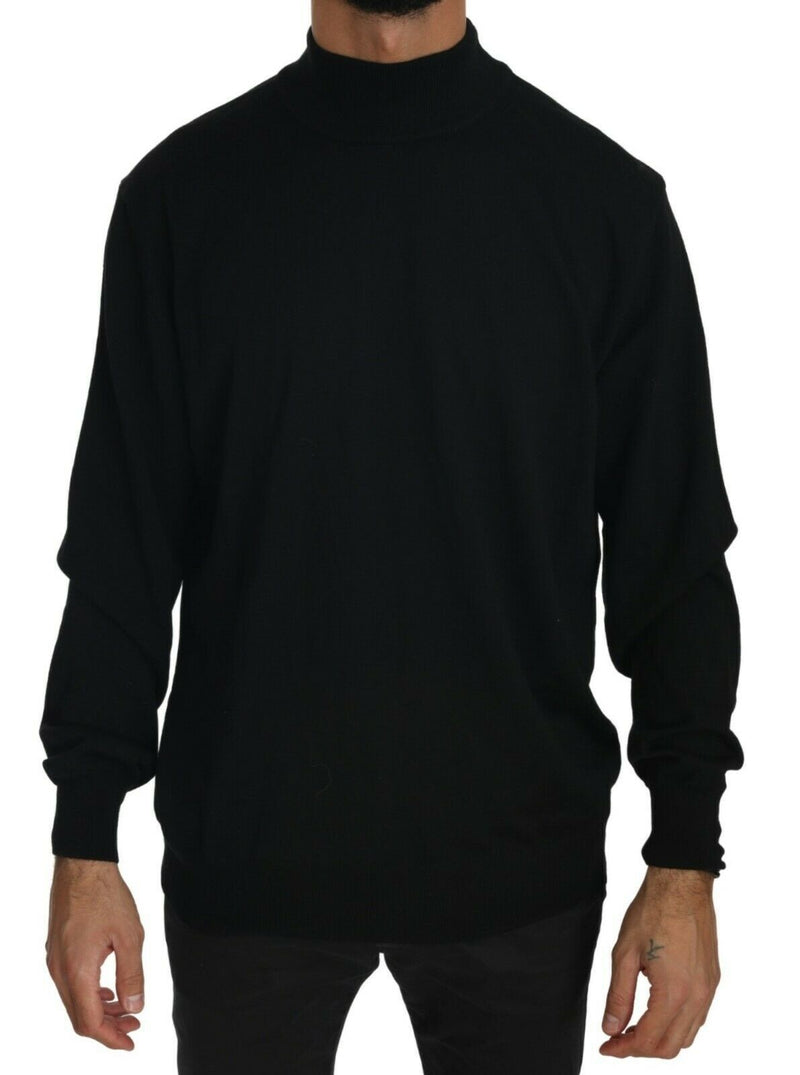 Black Turtle Neck Pullover Top Virgin Wool Sweater-MILA SCHÖN-LabelTerrace.com
