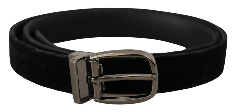 Black Velvet Classic Logo Engraved Metal Belt-Dolce & Gabbana-LabelTerrace.com