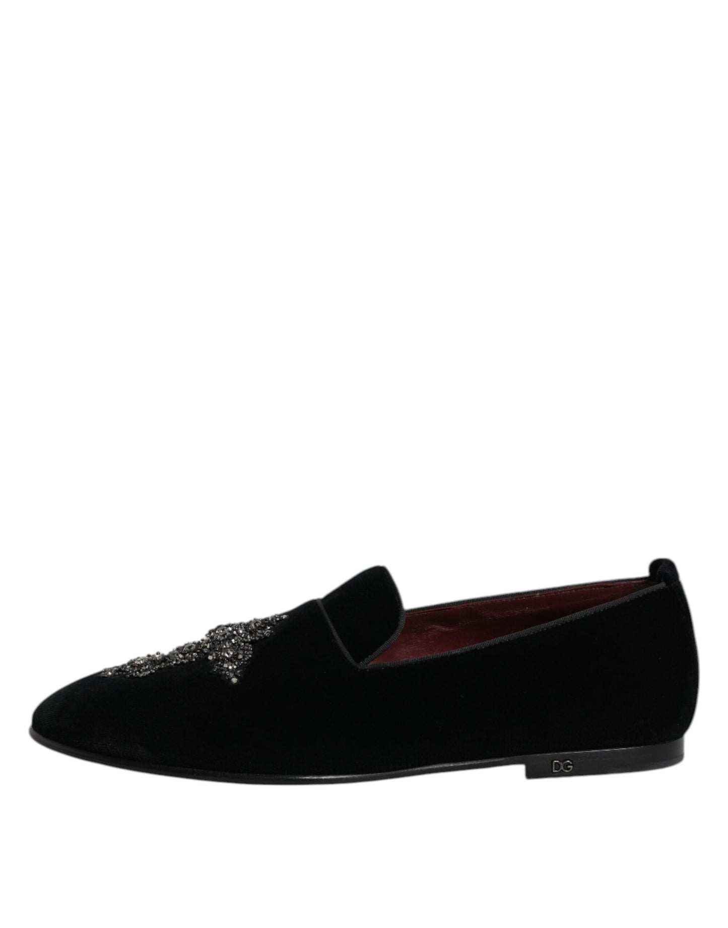 Black Velvet Embellished Loafer Slip On Shoes-Dolce & Gabbana-LabelTerrace.com