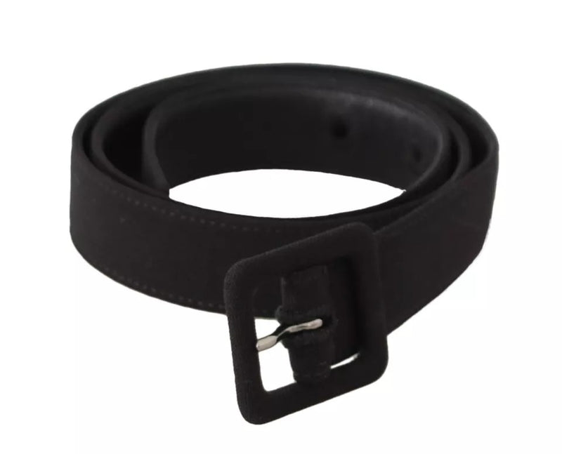 Black Velvet Leather Logo Waist Buckle Belt-Dolce & Gabbana-LabelTerrace.com
