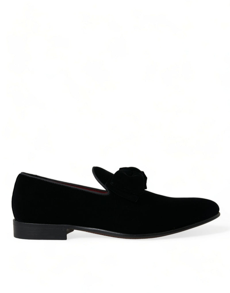 Black Velvet Loafers Formal Dress Shoes-Dolce & Gabbana-LabelTerrace.com
