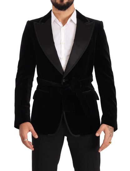 Black Velvet Single Breasted One Button Blazer