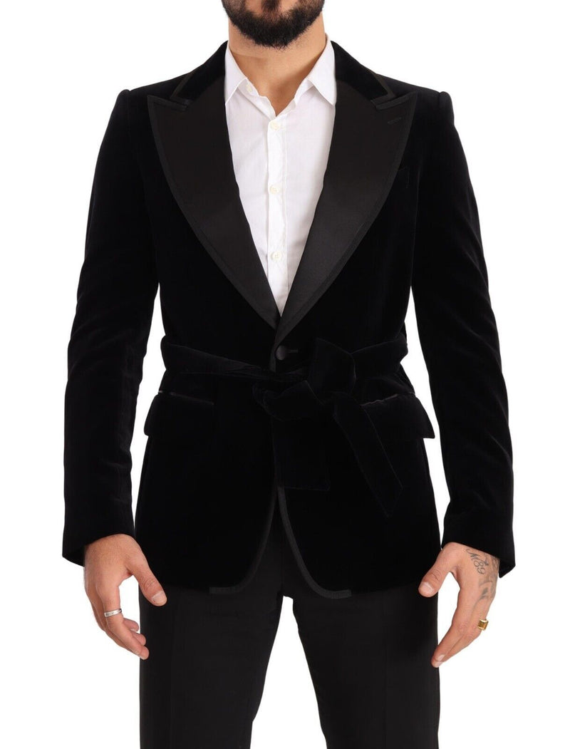 Black Velvet Single Breasted One Button Blazer-Dolce & Gabbana-LabelTerrace.com