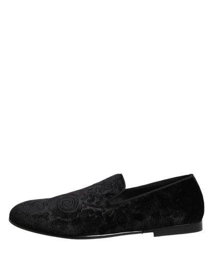 Black Velvet Slip On Loafers Formal Men Shoes