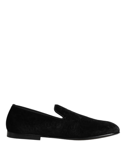 Black Velvet Slip On Loafers Formal Men Shoes