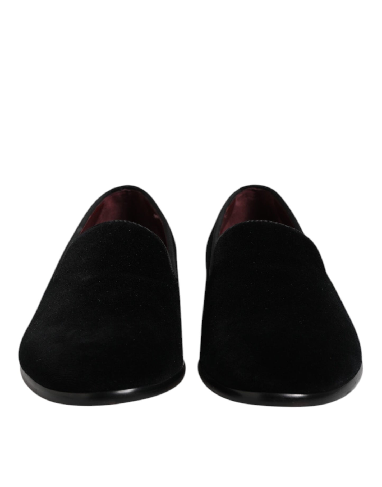 Black Velvet Slip On Loafers Formal Shoes-Dolce & Gabbana-LabelTerrace.com