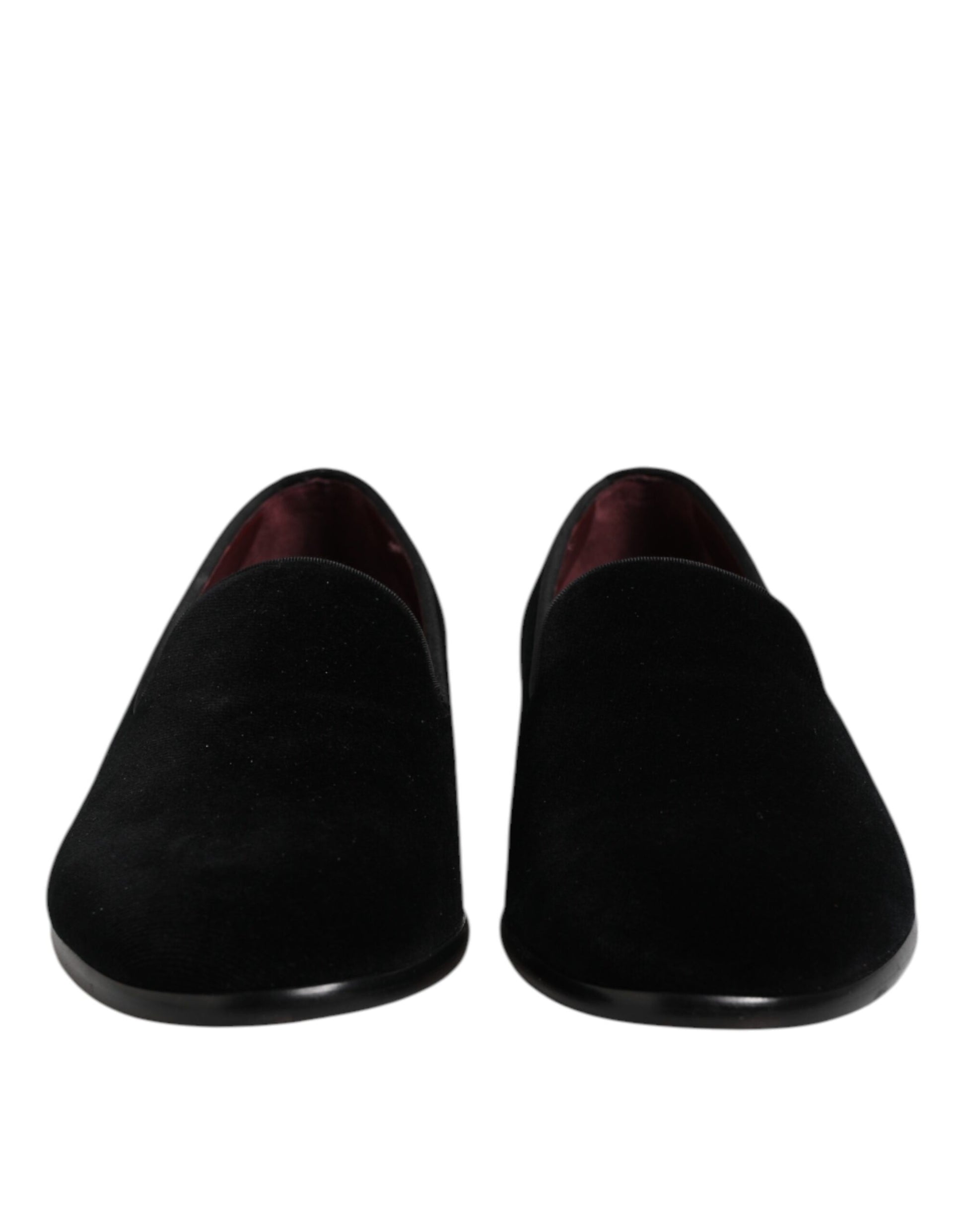 Black Velvet Slip On Loafers Formal Shoes-Dolce & Gabbana-LabelTerrace.com