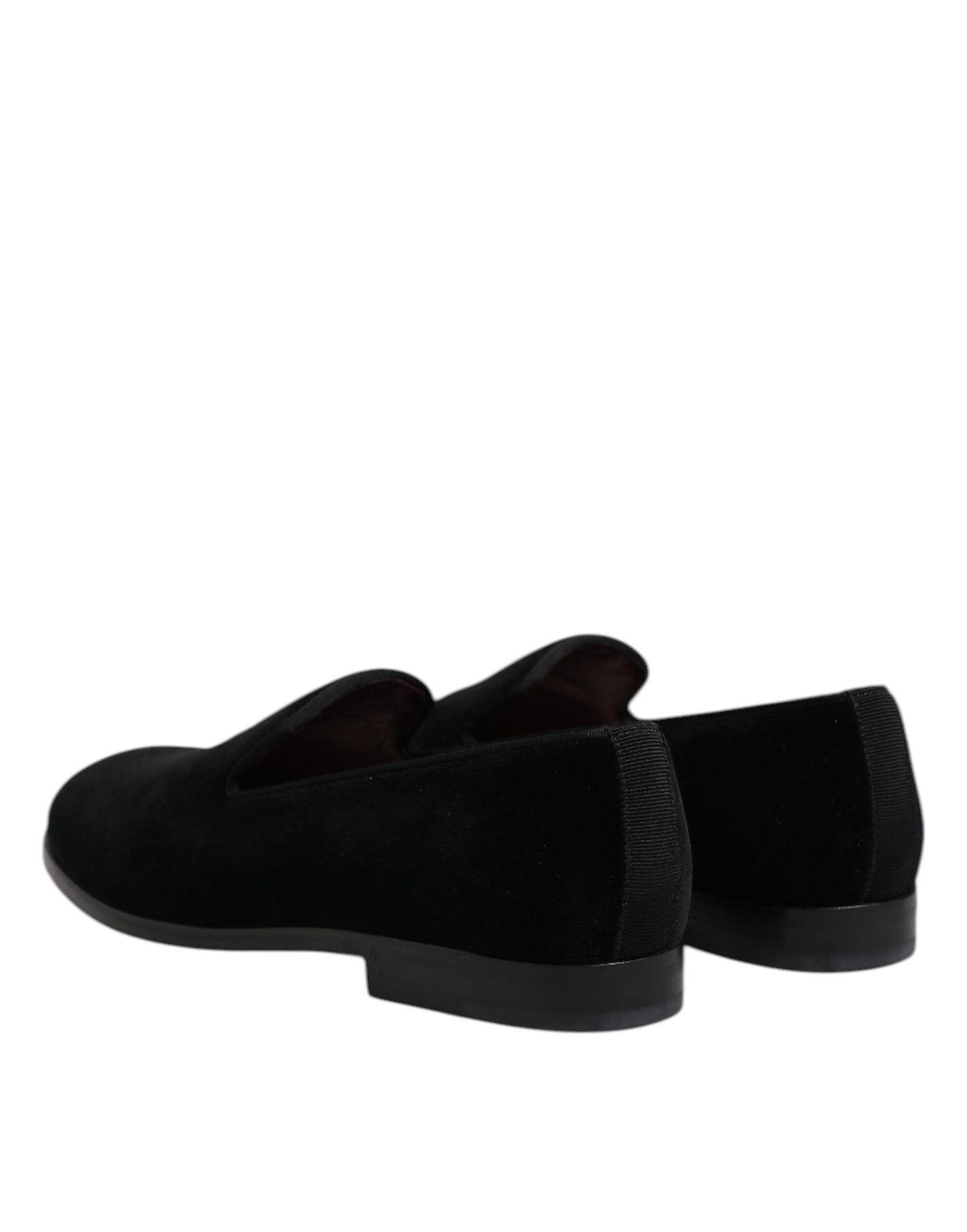 Black Velvet Slip On Loafers Formal Shoes-Dolce & Gabbana-LabelTerrace.com