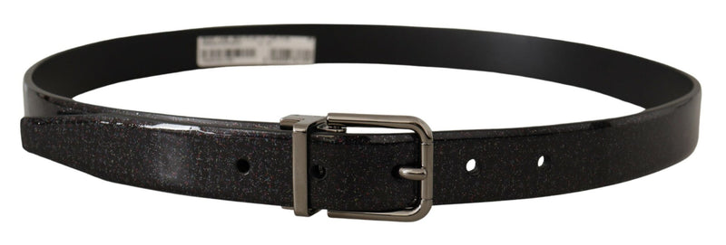 Black Vernice Puntinata Leather Silver Tone Metal Belt-Dolce & Gabbana-LabelTerrace.com