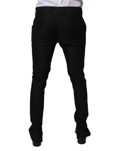 Black Virgin Wool MenSkinny Dress Formal Pants-Dolce & Gabbana-LabelTerrace.com