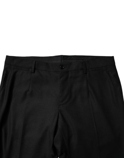 Black Virgin Wool MenSkinny Dress Formal Pants-Dolce & Gabbana-LabelTerrace.com
