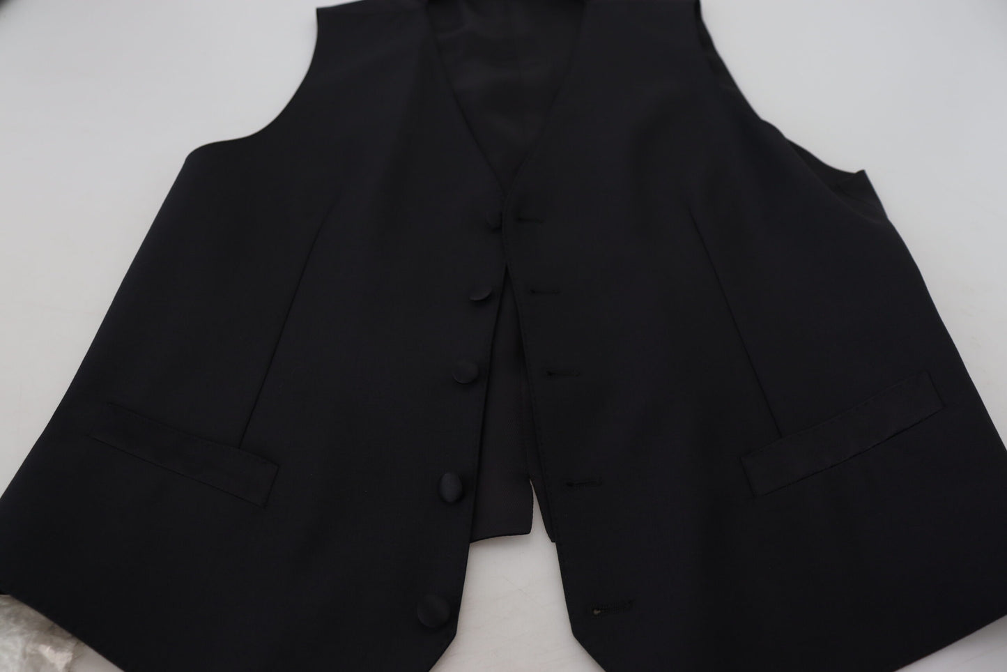 Black Virgin Wool Waistcoat Formal Vest-Dolce & Gabbana-LabelTerrace.com