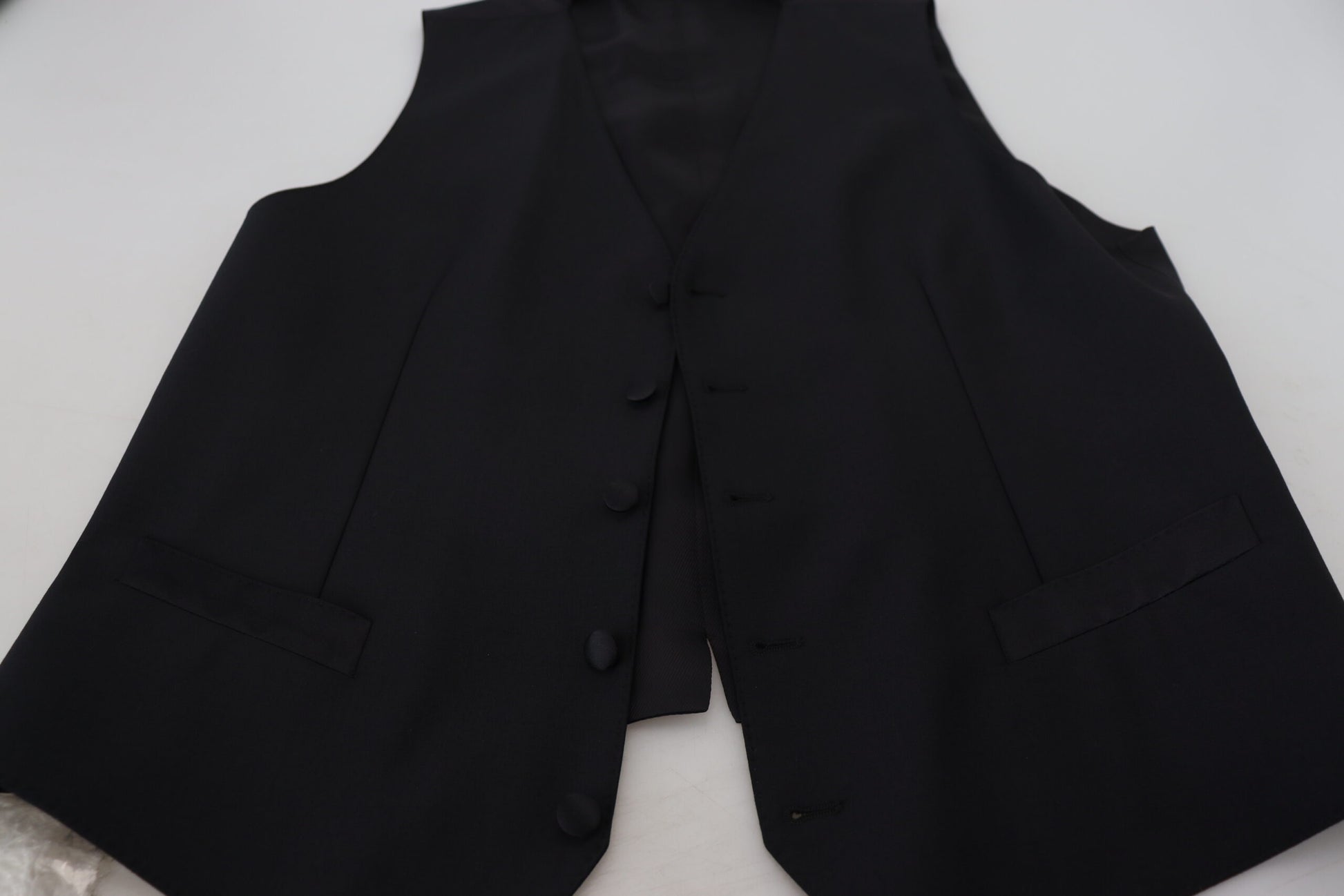 Black Virgin Wool Waistcoat Formal Vest-Dolce & Gabbana-LabelTerrace.com