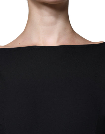 Black Viscose Cut Out A-line Long Sleeves Mini Dress-Dolce & Gabbana-LabelTerrace.com