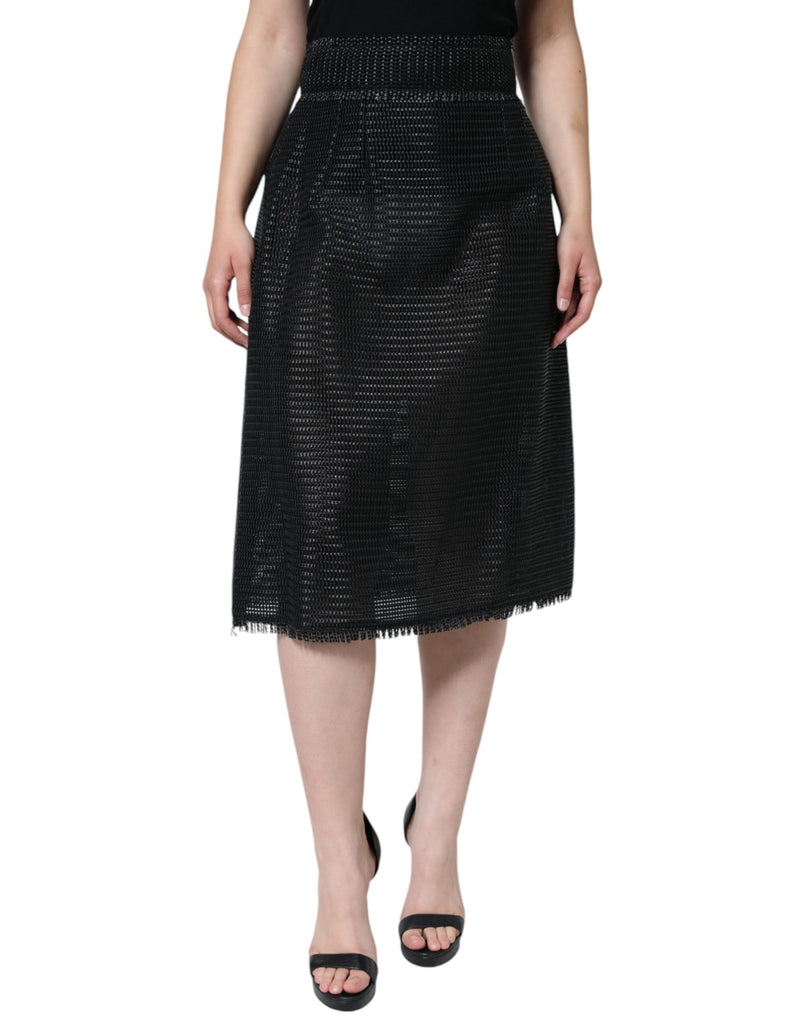 Black Viscose High Waist Pencil Cut Skirt-Dolce & Gabbana-LabelTerrace.com