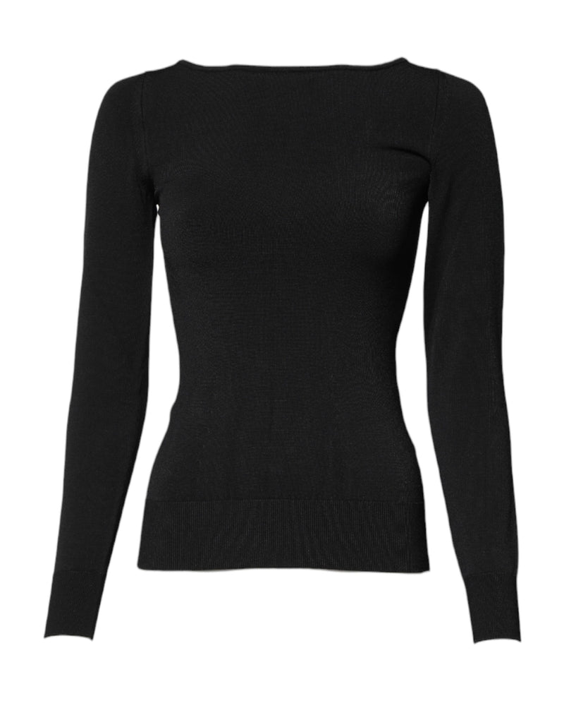 Black Viscose Long Sleeves Pullover Top-Dolce & Gabbana-LabelTerrace.com