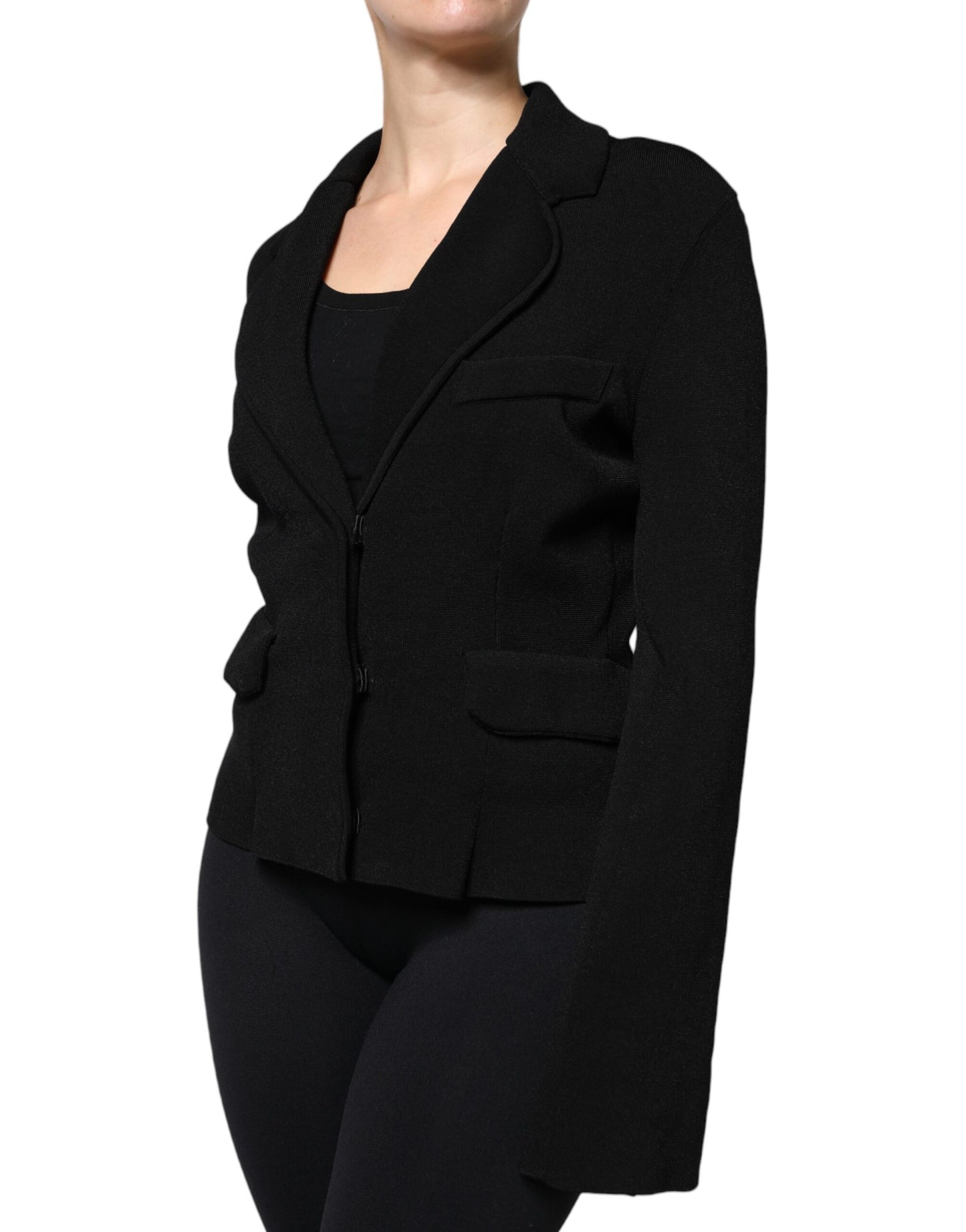 Black Viscose Single Breasted Blazer Jacket-Dolce & Gabbana-LabelTerrace.com