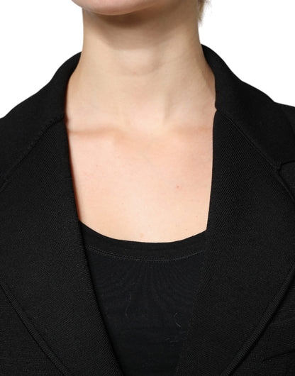 Black Viscose Single Breasted Blazer Jacket-Dolce & Gabbana-LabelTerrace.com