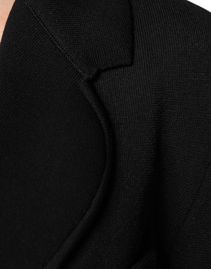 Black Viscose Single Breasted Blazer Jacket-Dolce & Gabbana-LabelTerrace.com