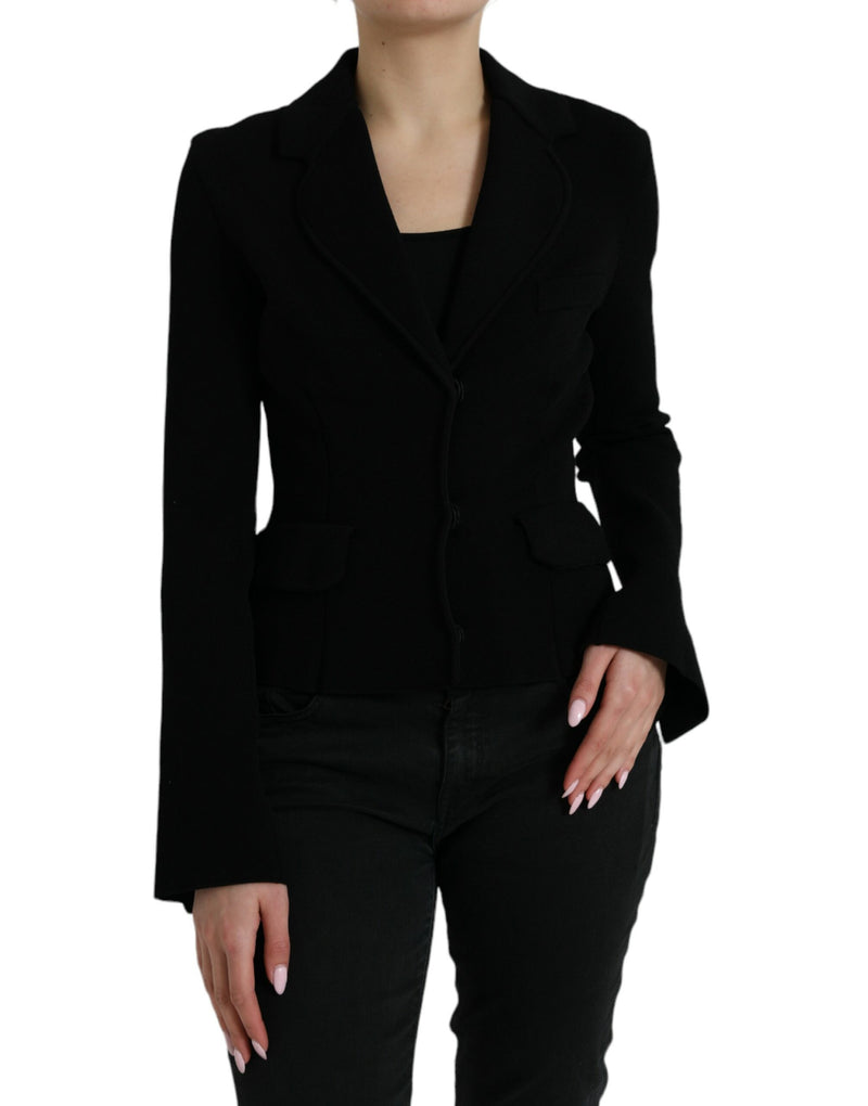 Black Viscose Single Breasted Blazer Jacket-Dolce & Gabbana-LabelTerrace.com