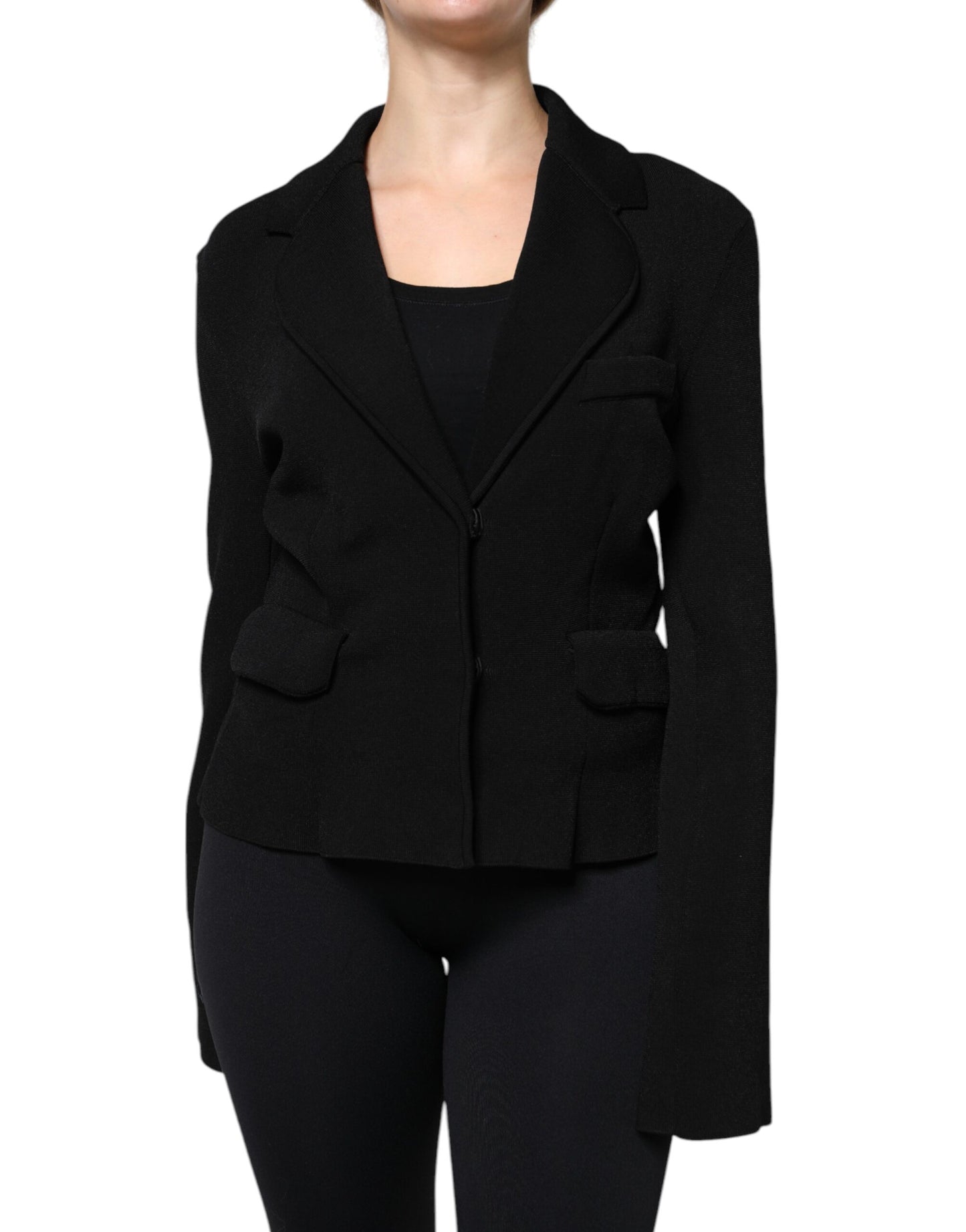 Black Viscose Single Breasted Blazer Jacket-Dolce & Gabbana-LabelTerrace.com