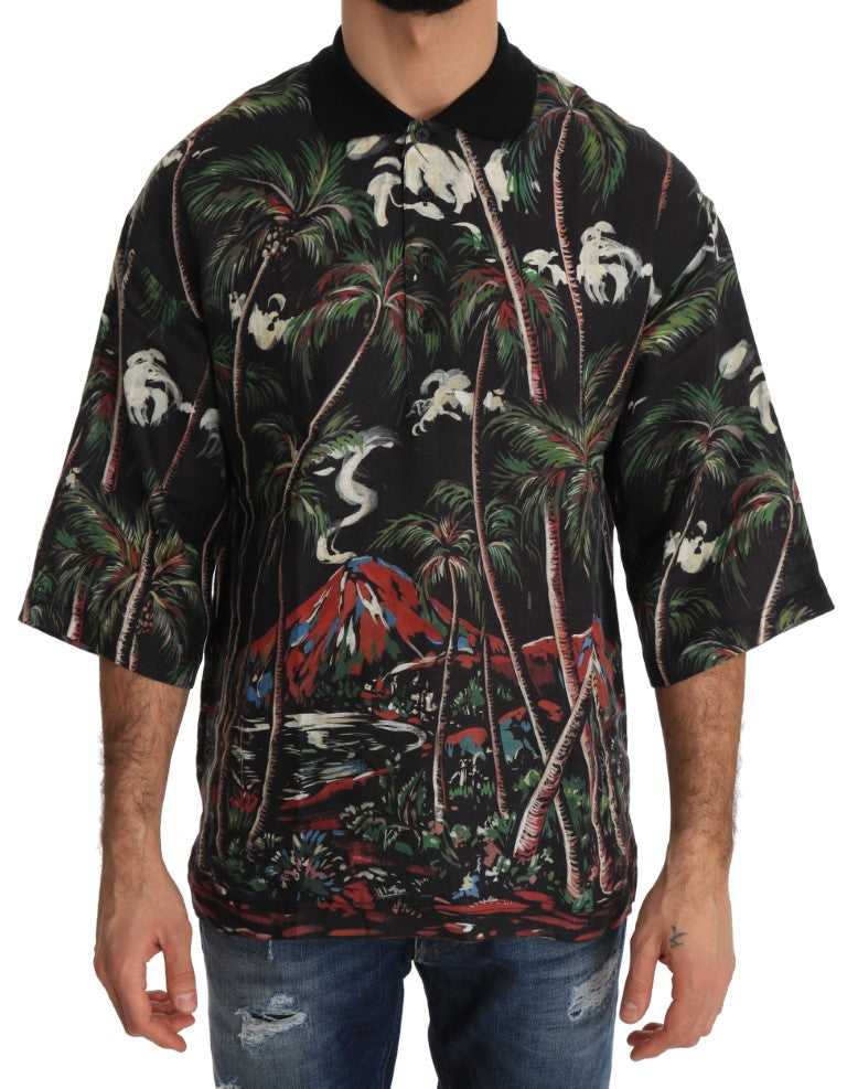 Black Volcano Sicily Short Sleeve T-Shirt-Dolce & Gabbana-LabelTerrace.com
