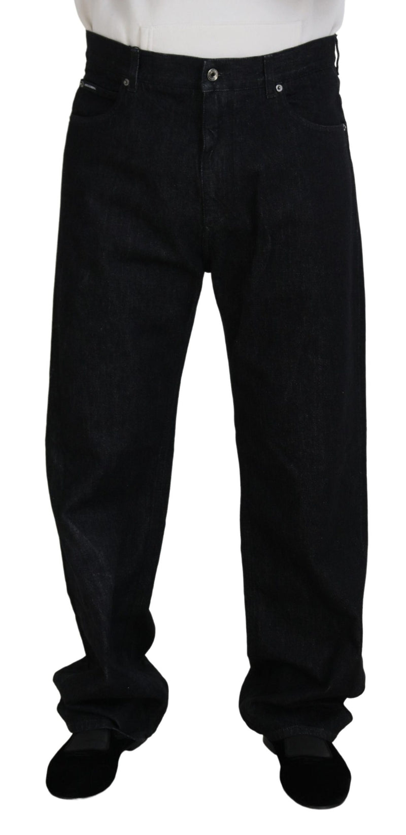 Black Washed Cotton Men Casual Denim Jeans-Dolce & Gabbana-LabelTerrace.com